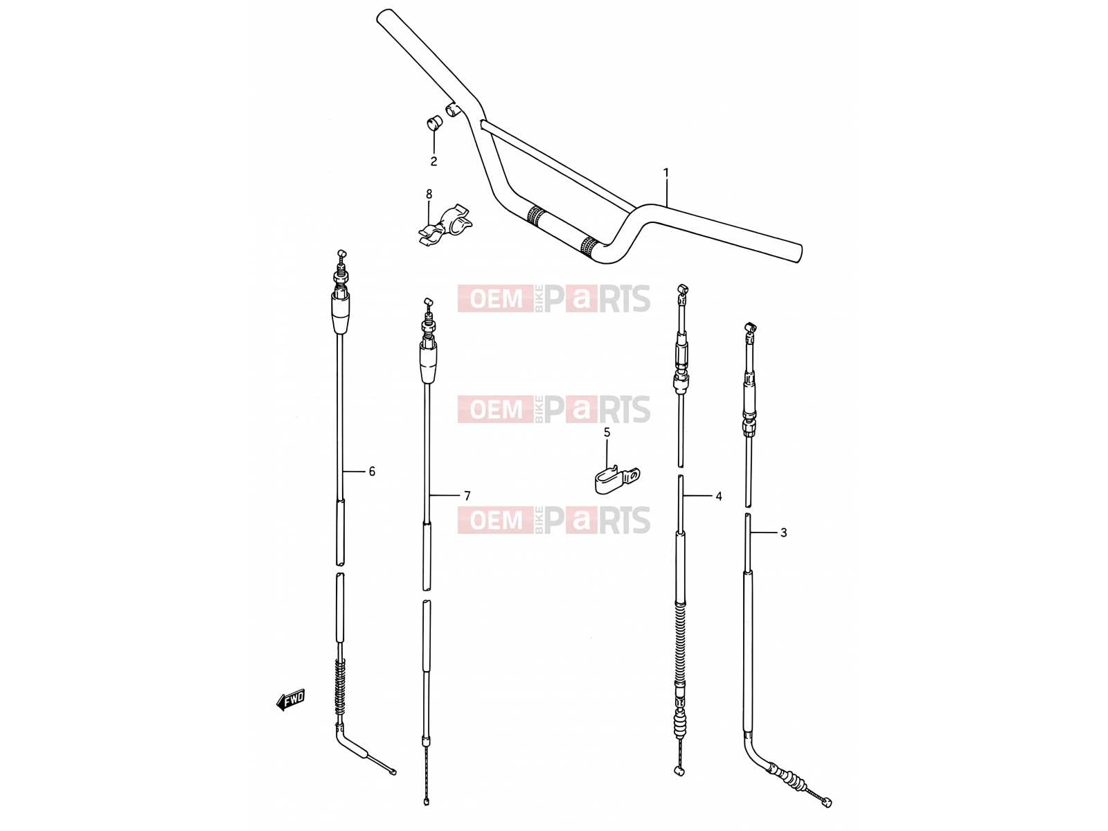 SUZUKI RM80 K (1989) (E03,E28,E33) 27 - HANDLEBAR - CONTROL CABLE