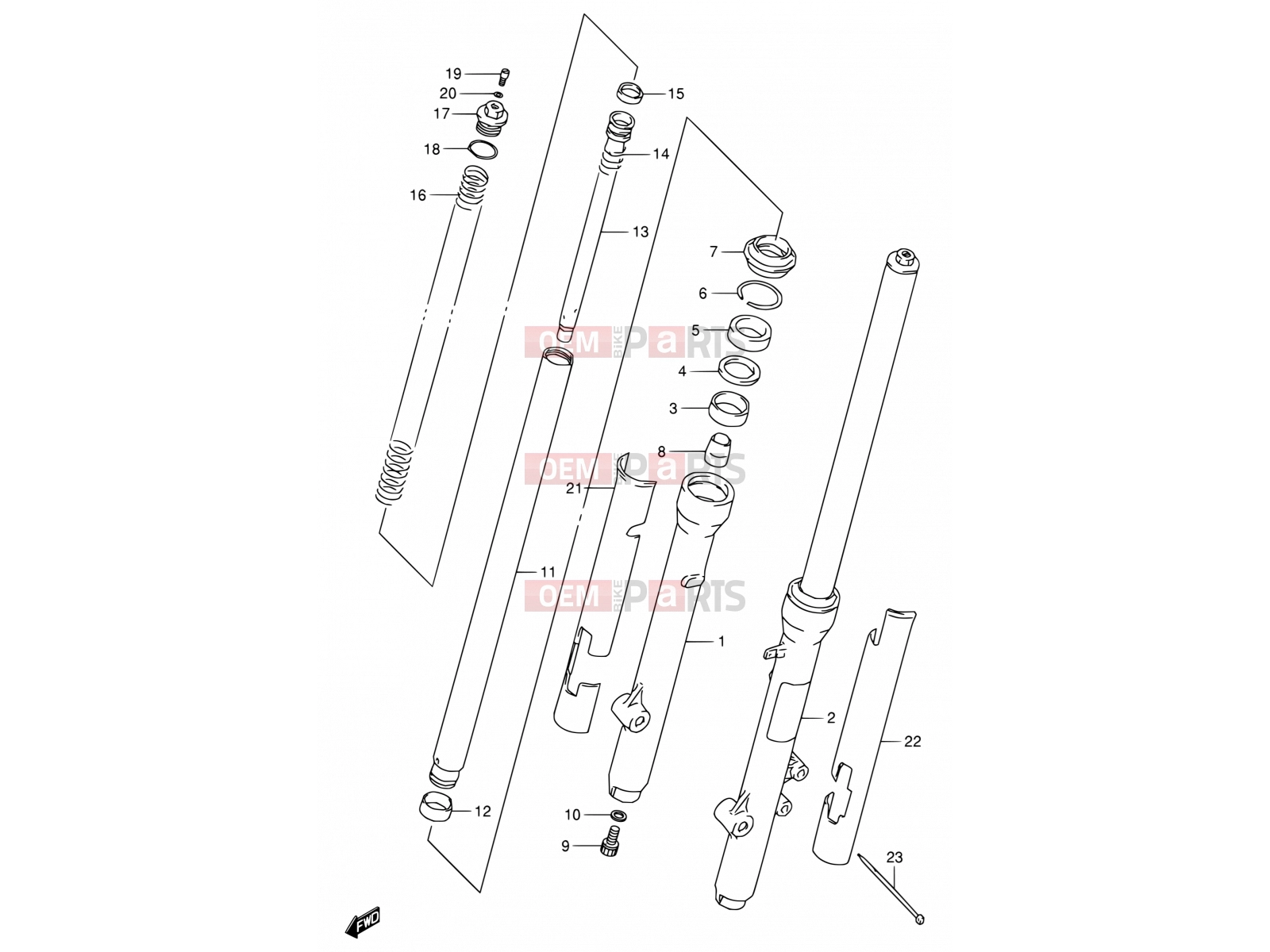 28 - FRONT FORK - Suzuki RM80 X (1999) (E24)