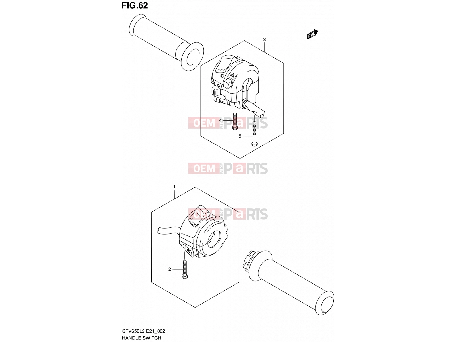 62 - HANDLE SWITCH - Suzuki SFV650A L2 (2012) Gladius (E21)