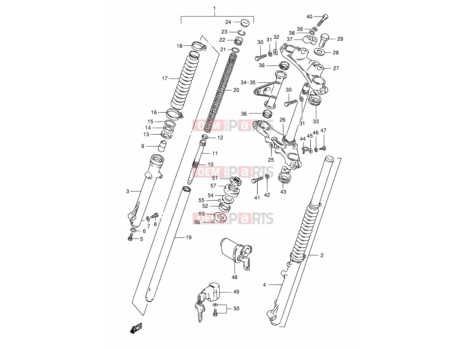 55 - FRONT FORK - Suzuki TS125ERC R (1994)