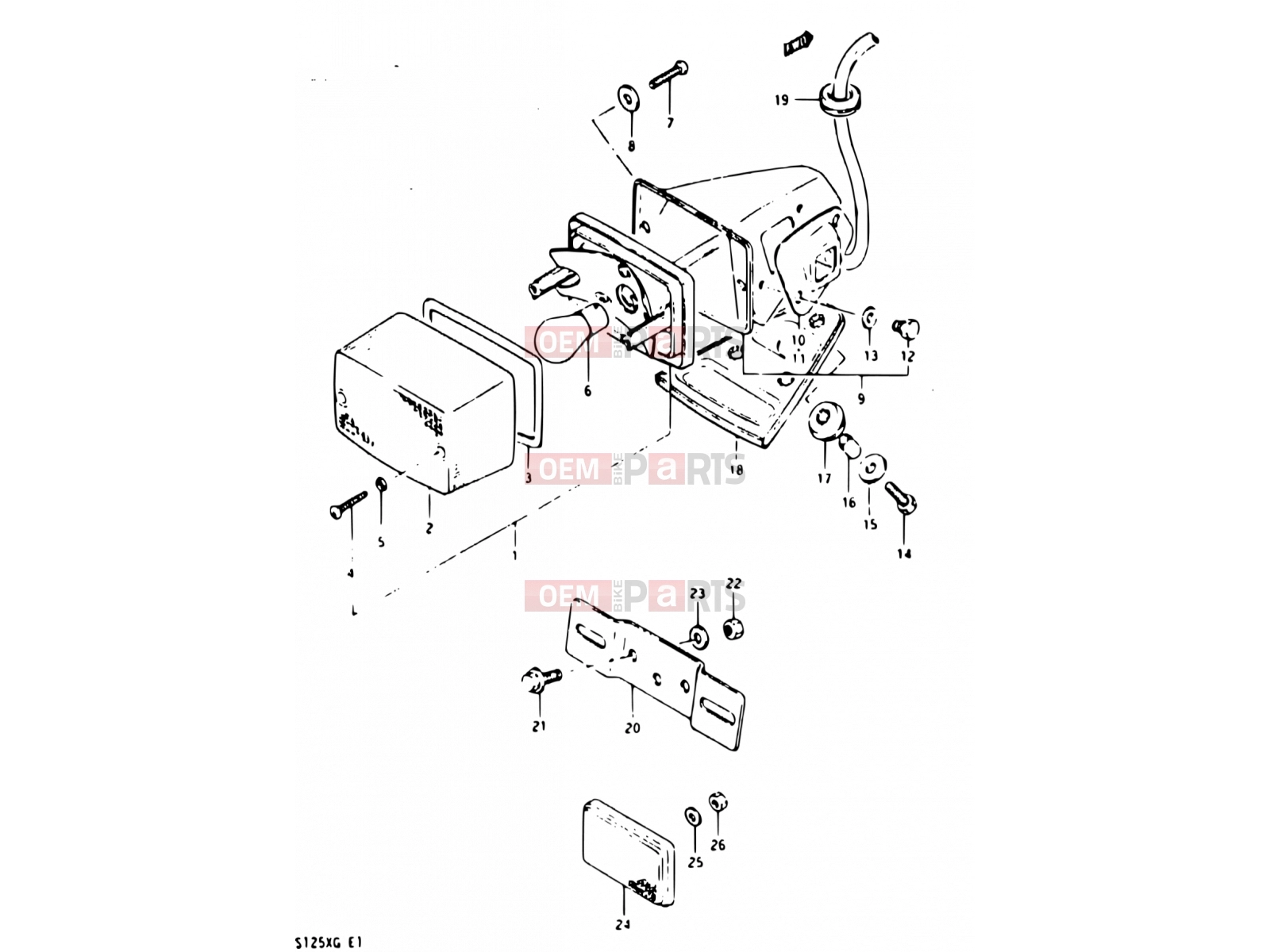 SUZUKI TS125X / TS125XU E (1984) 26 - REAR COMBINATION LAMP (E02, E15, E17, E18, E22)