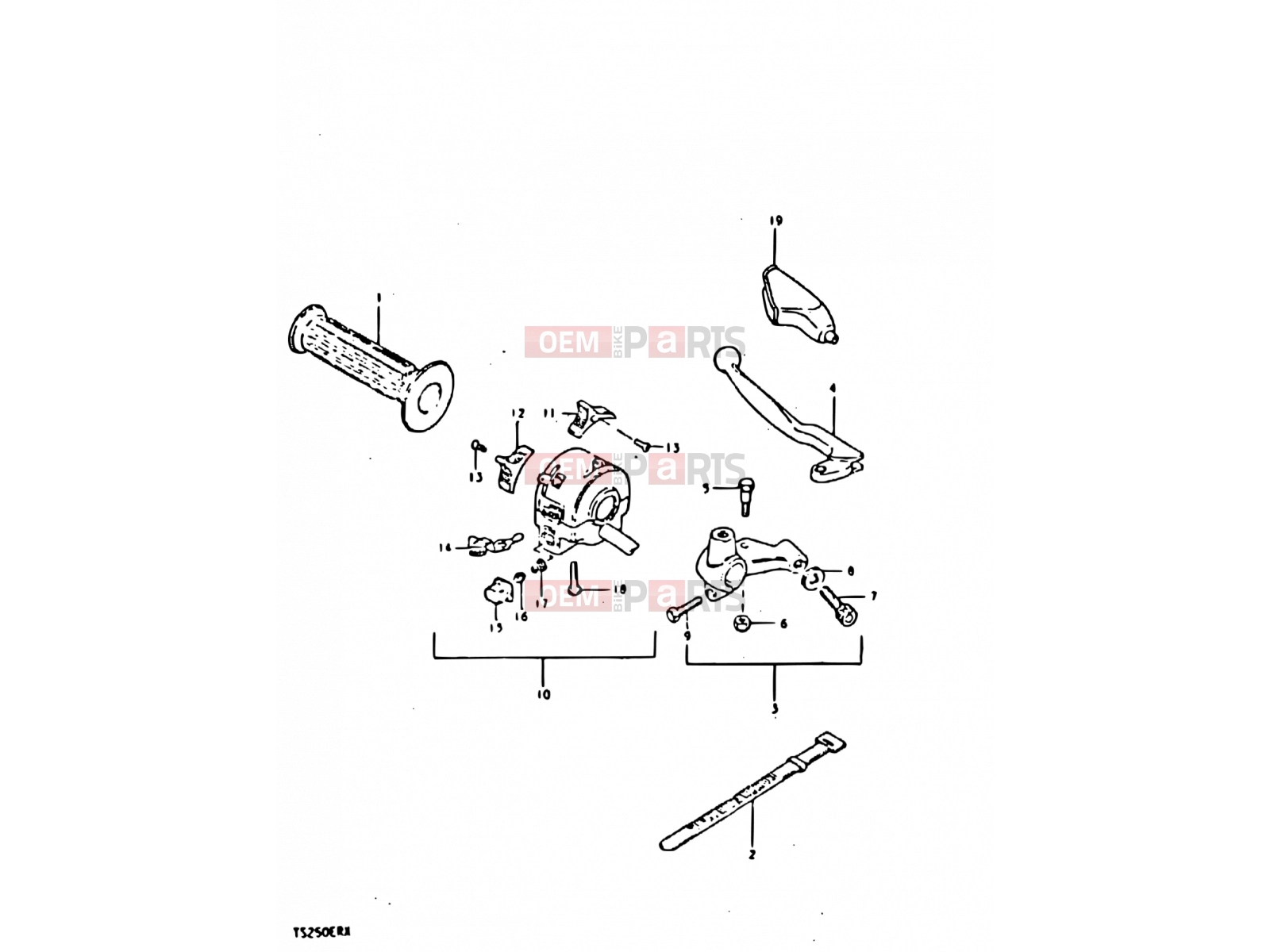 62 - LEFT HANDLE SWITCH (E22, E39) - Suzuki TS250ER T (1996)