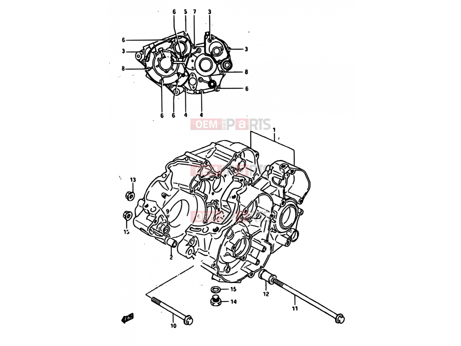 3 - CRANKCASE (MODEL E) - Suzuki TS250X E (1984)