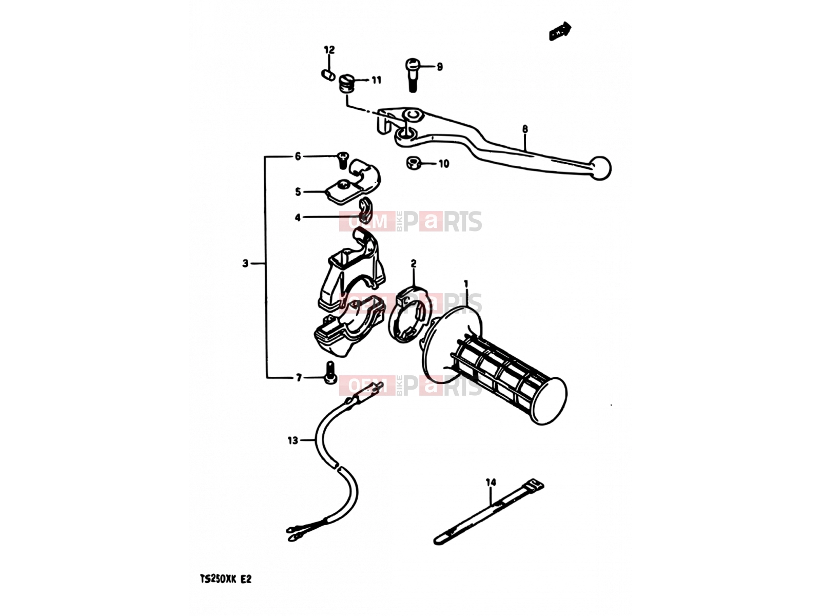 49A - RIGHT HANDLE SWITCH (MODEL H/J/K E15,E16,E17,E22,MODEL K E02) - Suzuki TS250X E (1984)