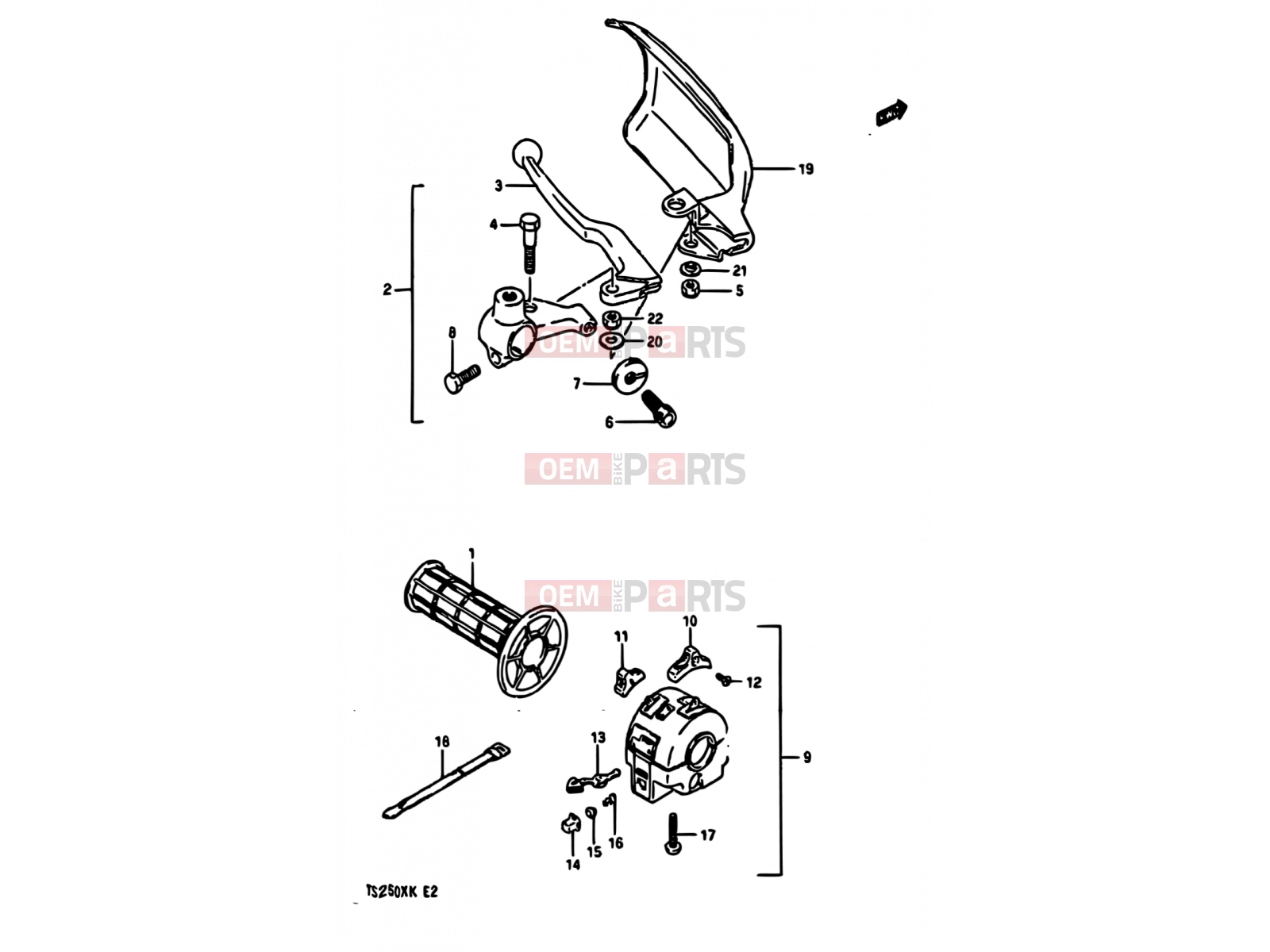 SUZUKI TS250X G (1986) 51 - LEFT HANDLE SWITCH (MODEL G E01,E02,E04,E21,E24)