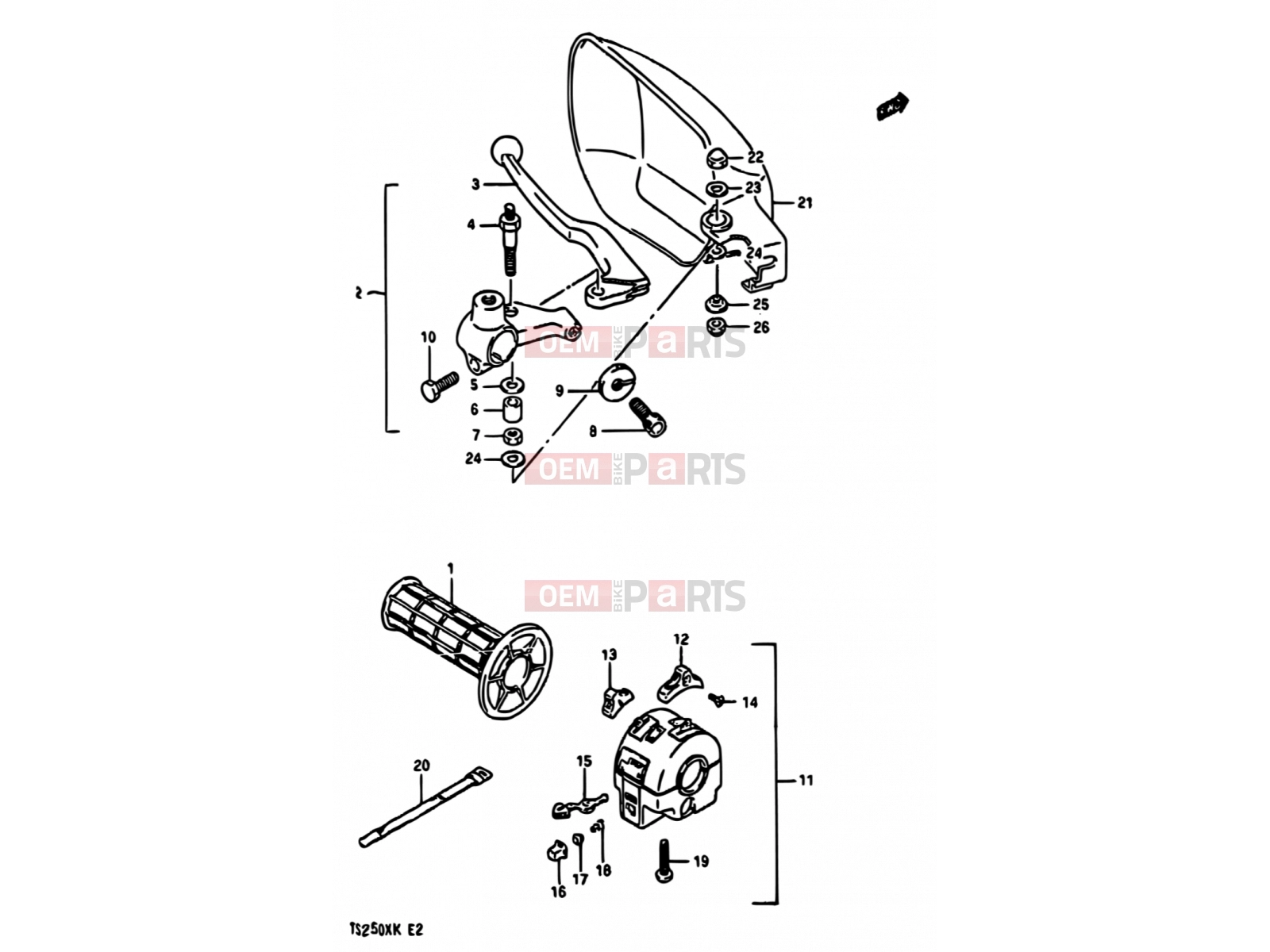 SUZUKI TS250X G (1986) 53A - LEFT HANDLE SWITCH (MODEL K E21,E24)