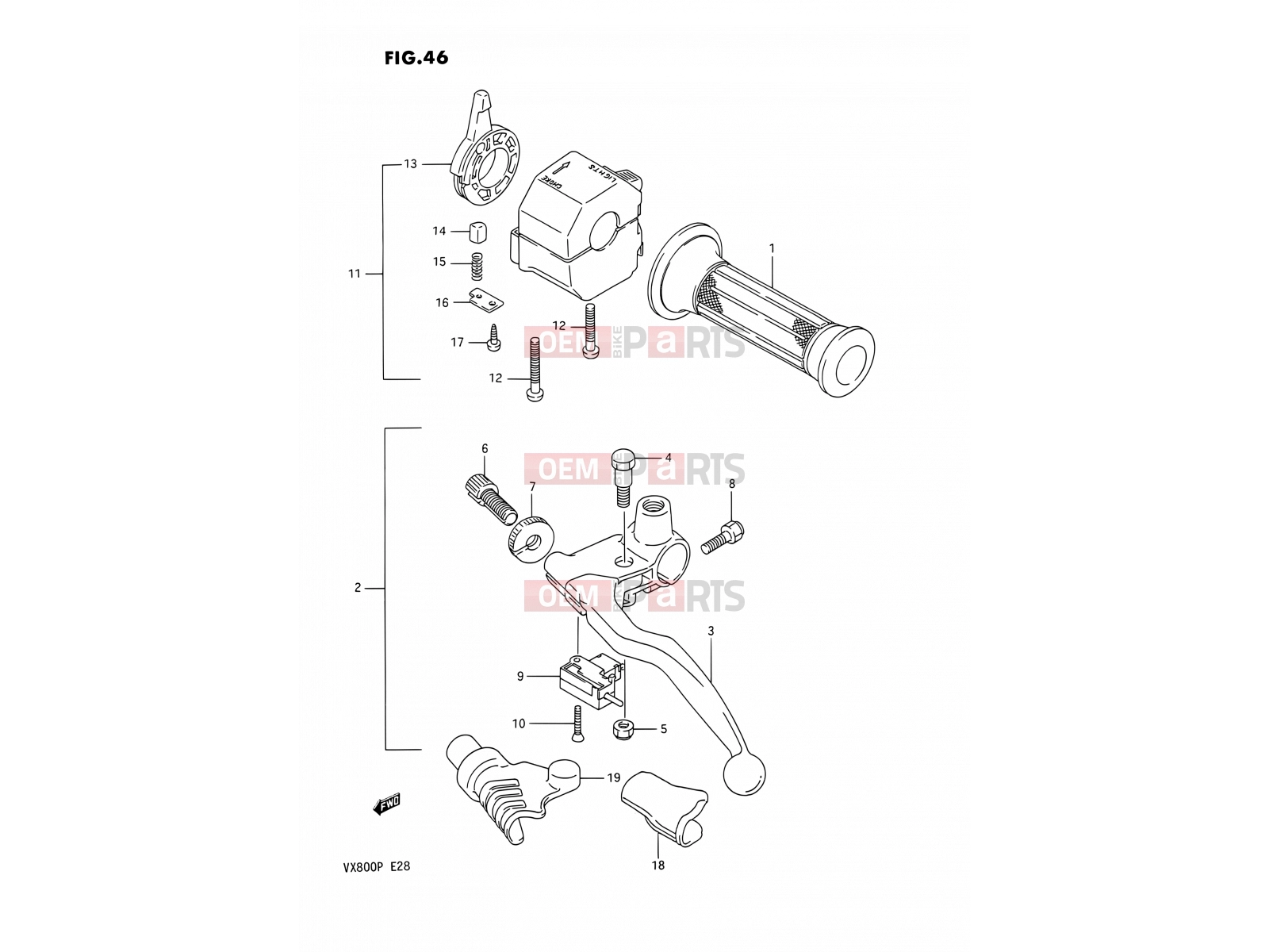 46 - LEFT HANDLE SWITCH - Suzuki VX800 P (1993)