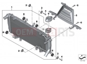 Engine radiator with mounting hardware - BMW Motorrad R 1200 R (0A04, 0A14) 2014
