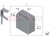 BMW Motorrad BMW 2015 R-Models K5x R 1200 RT (0A03, 0A13) Battery with bracket