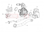 Carburettor, assembly - Union pipe - Piaggio NRG Power DT Serie Speciale 2012